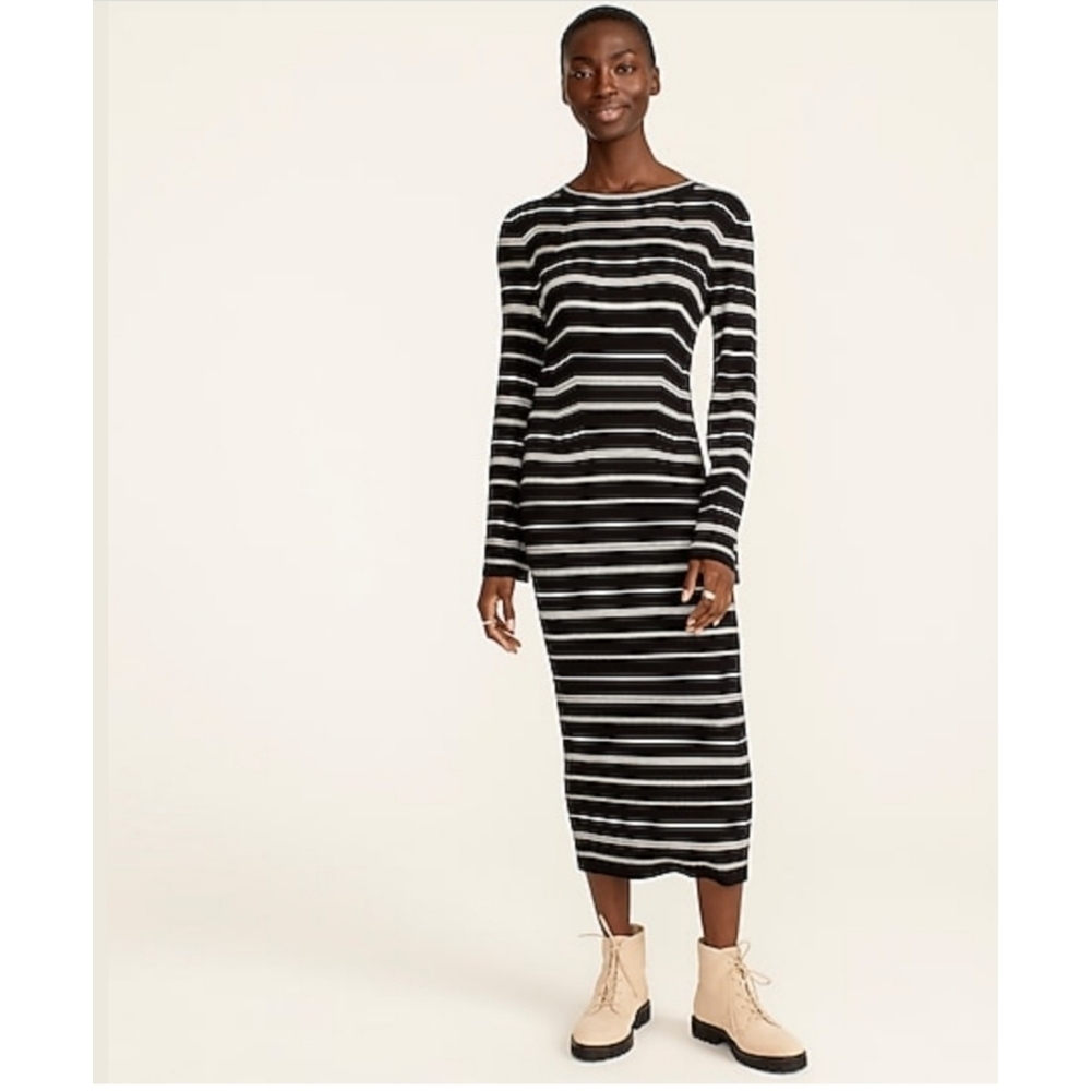 7. J.Crew Knit ribbed sweater-dress in mixed stripe
